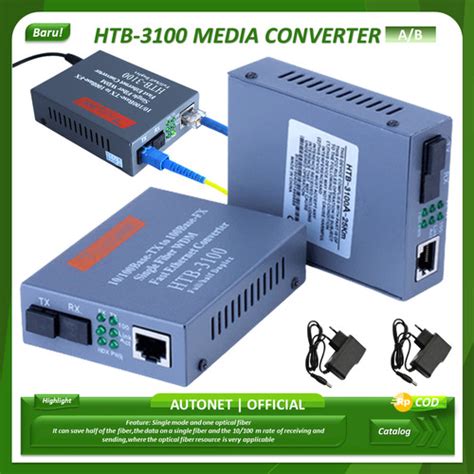 Promo Netlink Htb 3100 A B Fiber Optical Media Converter Rj45 25km 10