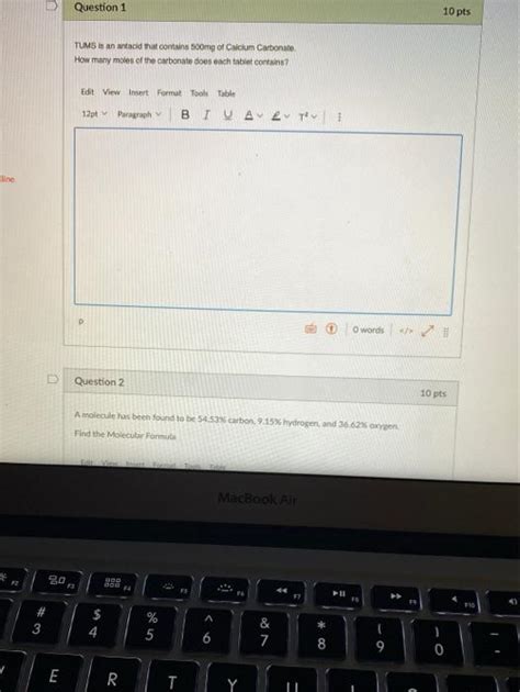 Solved D Question 1 10 Pts TUMS Is An Antacid That Contains Chegg