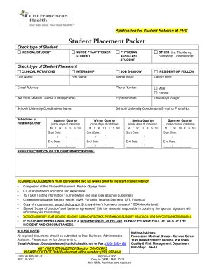 Fillable Online Application For Student Rotation At Fmg Fax Email Print