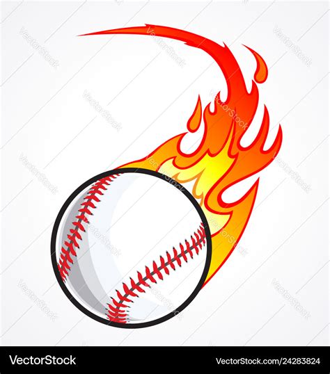 Flaming baseball Royalty Free Vector Image - VectorStock