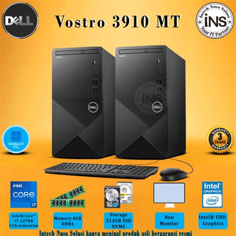 Jual Cpu Dell Vostro 3910 Mt I7 12700 8gb 512gb Ssd Win11hsl Ohs 2021