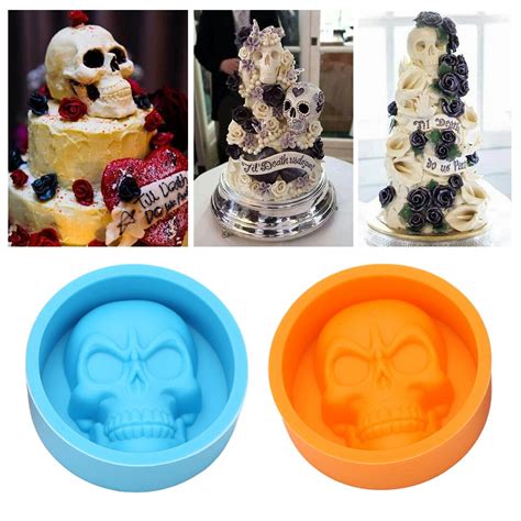 Pc D Skull Head Silicone Mold Home Party Fondant Cake Chocolate Sugar