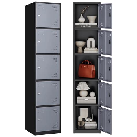 5 Doors Metal Locker, Metal Lockers for Employees with Lock, Storage ...