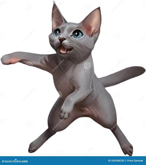 Charming Korat Cat Clipart Showcases Silver-blue Elegance. Stock
