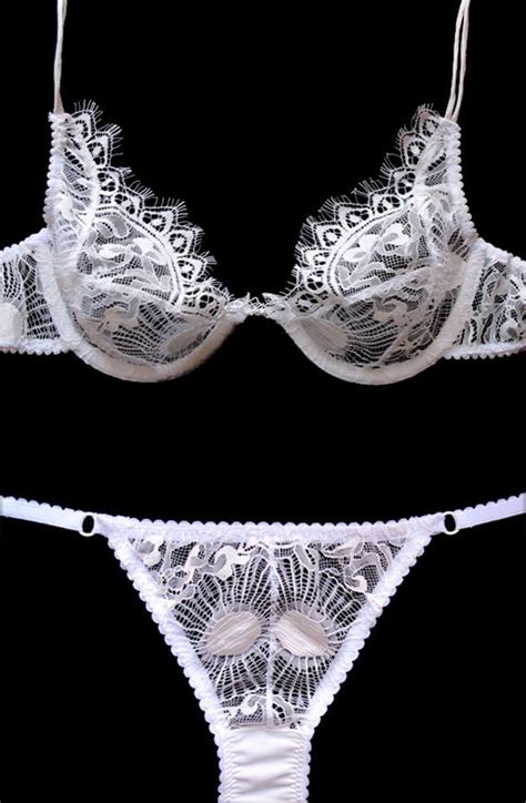 Wedding Intimates Sheer Lace Lingerie Lacey Bra White Etsy