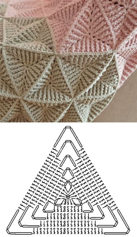 Textured Triangle Crochet Pattern Diagrams For Blankets ⋆ Crochet Kingdom 2021 Tricot Tricot