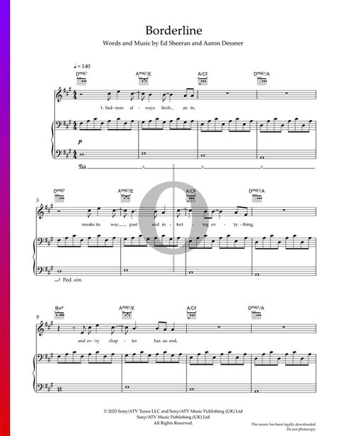 Borderline Ed Sheeran Piano Sheet Music Oktav