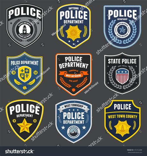 Set Police Law Enforcement Badges Logo Stock Vector Royalty Free