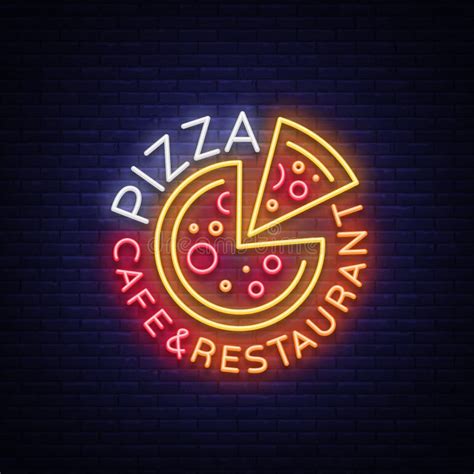 Pizzalogo In Der Neonart Leuchtreklame Emblem Auf Italienischem