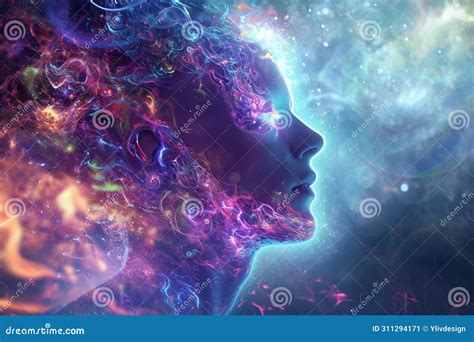 Radiant Colorful Man Head Aura Generate Ai Stock Image Image Of