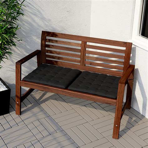 Pplar Bench With Backrest Outdoor Brown Stained Ikea Lietuva