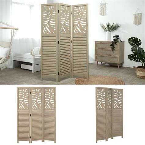 Paravent Raumteiler Trennwand Holz Sichtschutz Beige Spanische Wand