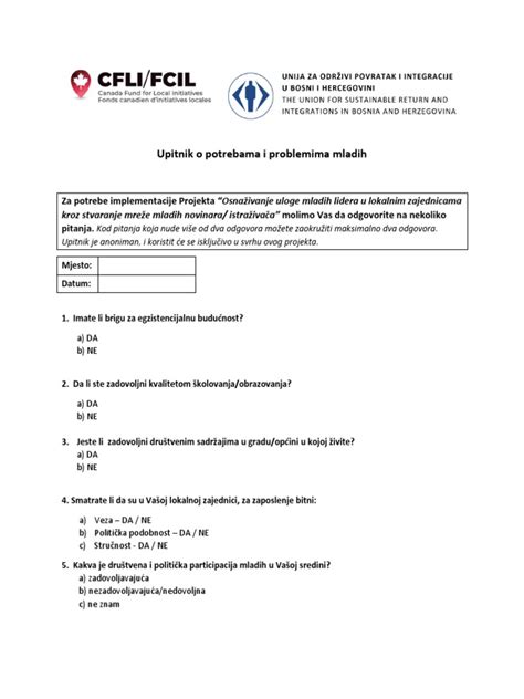 Upitnik Za Istrazivanje Problema Mladih Finalni Pdf