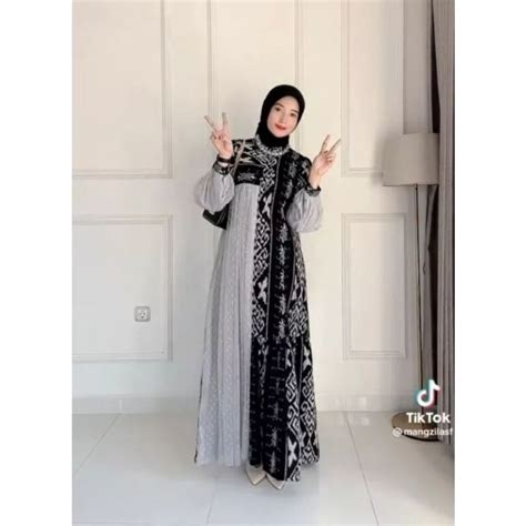 Jual Ssxz Ready Stock Gamis Raya Dress Tenun Couple Full Tenun