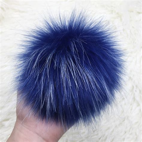 Pieces Faux Fur Pom Poms Bright Blue Mixed Grey Colors Snap Etsy