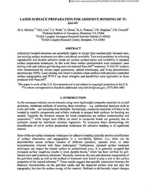 PDF LASER SURFACE PREPARATION FOR ADHESIVE BONDING OF DOKUMEN TIPS