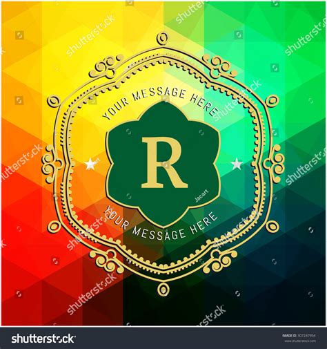 Letter R Colored Triangular Texture Flourishes Stock Vector Royalty