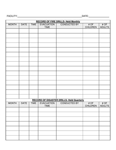 Free Printable Fire Drill Log Template Printable Calendars AT A GLANCE