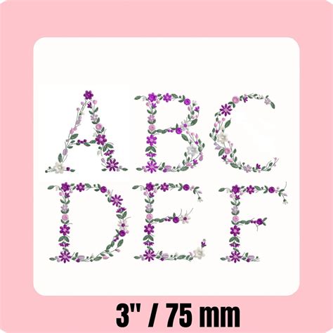 Floral Alphabet Machine Embroidery Design 3''/75, Flower Alphabet ...