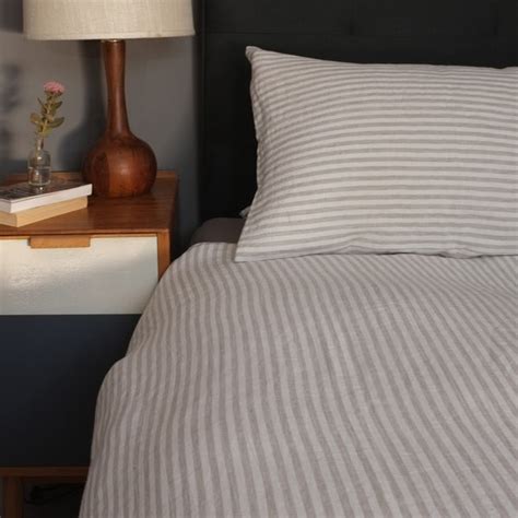 Natural Striped Linen Duvet Cover Kingsize Aerende