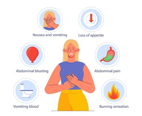 Premium Vector Woman With Gastritis Symptoms Concept Medical