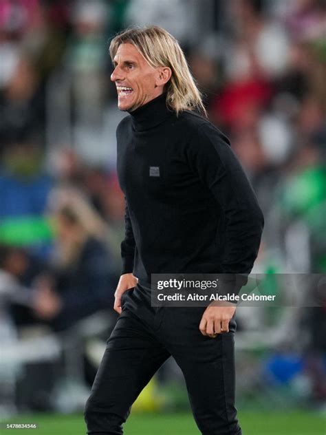 Sebastian Beccacece Head Coach Of Elche Cf Follows The Action During