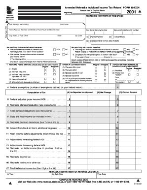 Fillable Online Revenue Ne Amended Nebraska Individual Tax Return Form