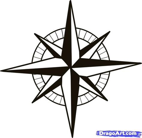 Nautical Compass Pattern How To Draw A Compass Compass Rose Step 5