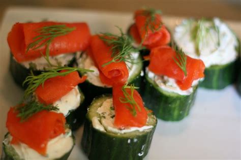 Smoked Salmon Cucumber Rolls With Chive Cream Cheese And Dill Cucumber