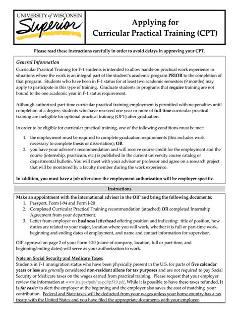 Fillable Online Uwsuper Applying For Curricular Practical Training Cpt