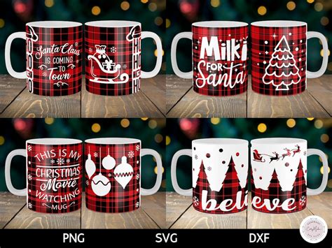 4 Cricut Mug Press Christmas Designs, Mug Press SVG, Mug Sublimation ...