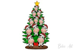 Baby Cow Christmas Tree Png Graphic By Beleo Art Creative Fabrica