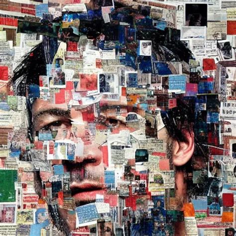 Portrait Of Keanu Leaves Paper Collage Mimmo Rotella Stable