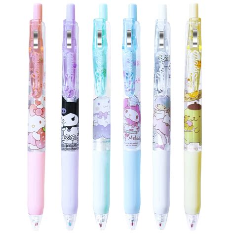 Buy 6 Pcs Kuromi My Melody Cinnamoroll Pompompurin Pens Kawaii Hello