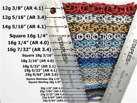 Size Gauge Chart For Byzantine Chain Rings For Jewelry Jump Ring Jewelry Wire Jewelry