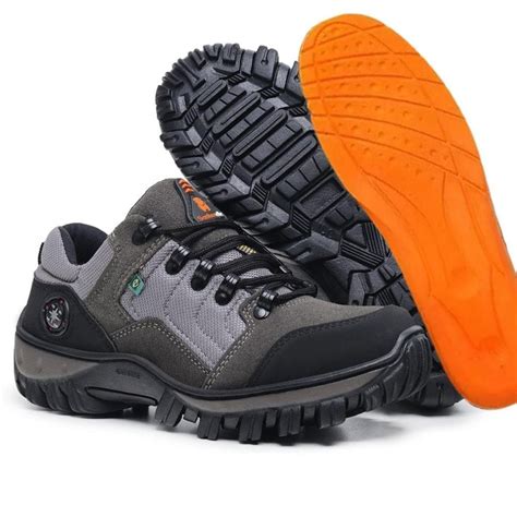 Tênis Para Trekking Masculino - Tênis Masculino Adventure De Couro Dia a Dia Trekking Reforçado ...