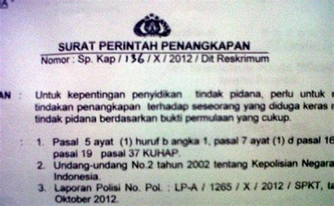 Detail Contoh Surat Perintah Penangkapan Koleksi Nomer