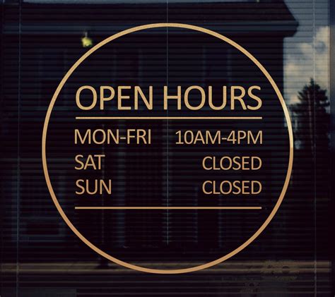 Store Front Signworking Hours Decal Sticker Handmade