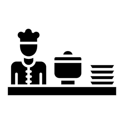 Premium Photo Caterer Glyph Solid Black Illustration