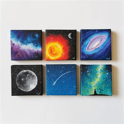 Tiny Space Paintings, Me, Acrylic on 2" x 2" canvases, 2019 : r/Art