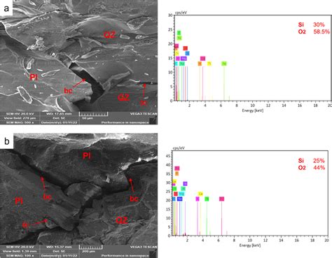 SEM Image And EDX Analysis Of Granodiorite Thermally Treated At 600 C