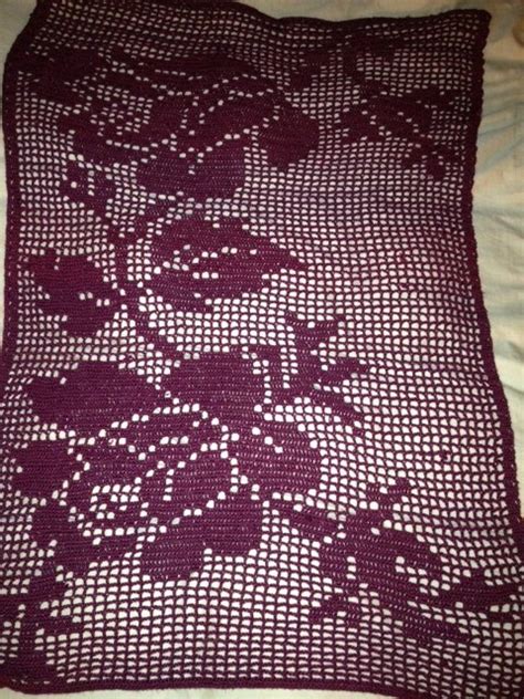 Filet crochet roses lap blanket done in Paton silk bamboo. | Crochet ...