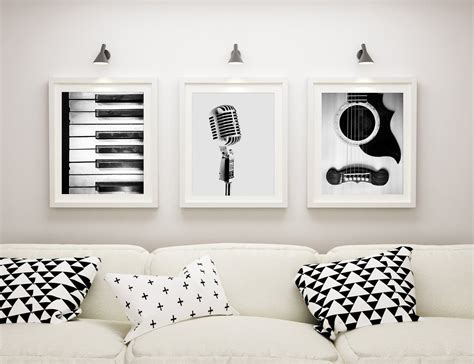 Music Art Set Of 3 Music Prints Black And White Photography Guitar