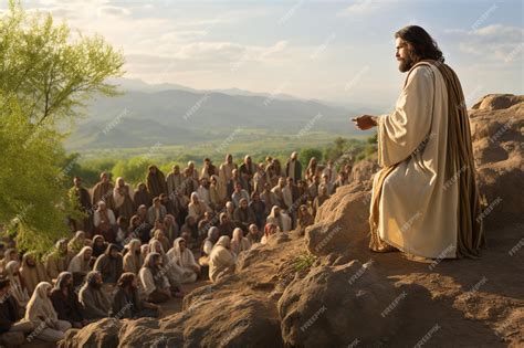 Premium Photo | Jesus Christ's Sermon on the Mount Jesus is on a ...