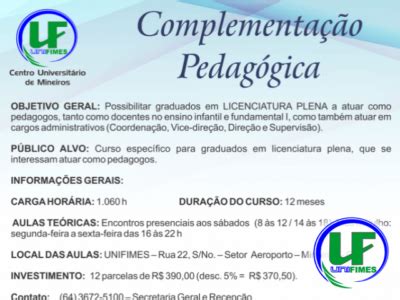 Curso Complementação Pedagógica - Unifimes oferece curso Complementação Pedagógica – Centro Universitário ...