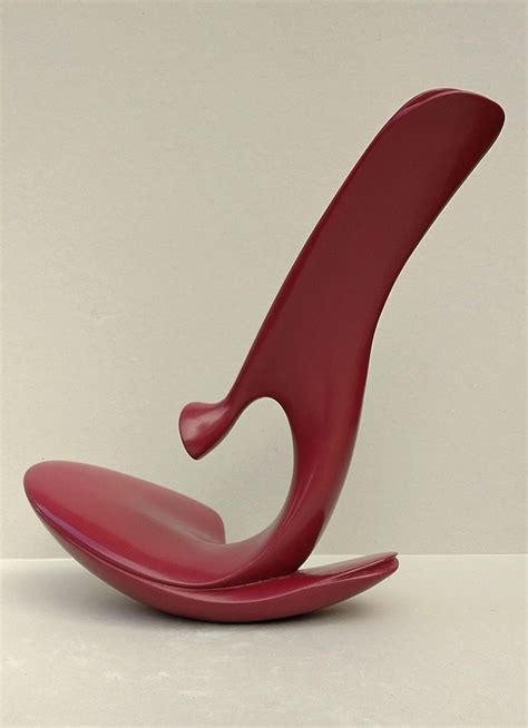 Lutfi Romhein Balance Sensual Pure Lines Oak Wood Figurative Abstract Sculpture In Red For