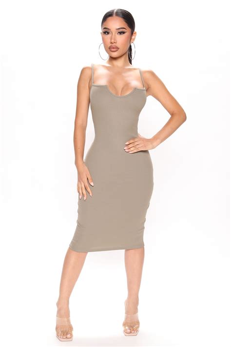 Getting Fashion Nova Aria Midi Dress Olive From Fashion Nova Dresses