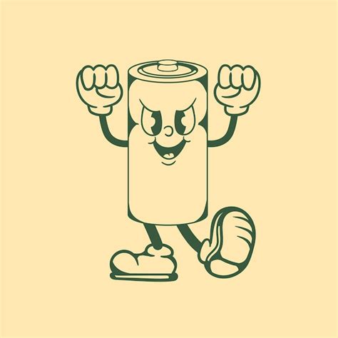 Premium Vector Vintage Character Design Of Battery