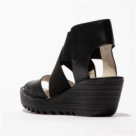 Fly London Yuba Sandal Mousse Black Imeldas Shoes Norwich