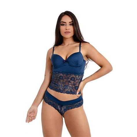 Corpete Conjunto IMI Lingerie Camisete Corset Corselet Bojo Em